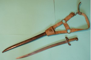 M1842 Pattern French Yataghan Bayonet with Very Rare Original Buff Leather Belt