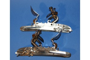 A Fine Pair of French Flintlock Sporting Gun Locks with Gold Makers Stamp 