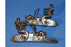 A Fine Pair of French Flintlock Sporting Gun Locks with Gold Makers Stamp 