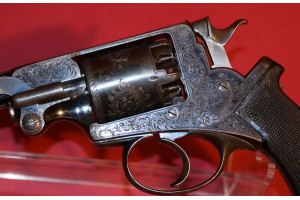 A Very Nice Engraved 54 Bore Beaumont Adams Percussion Revolver in Original Oak Fitted Case