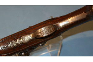 A Stunning Mid 18th Century  Silver Mounted Catalan Miqulet Locked Holster Pistol by JOAN DEOP.