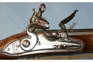A Stunning Mid 18th Century  Silver Mounted Catalan Miqulet Locked Holster Pistol by JOAN DEOP.
